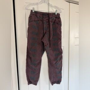 Anthropologie Burgundy Patterned Drawstring Joggers, XS